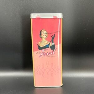 Vintage Lady Fossil Lipstick Face Powder Tin 1999